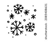 Hand-drawn doodle style snowflakes, New Year