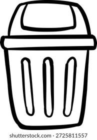 Icono de papelera de estilo Doodle dibujado a mano para gráficos de gestión de residuos