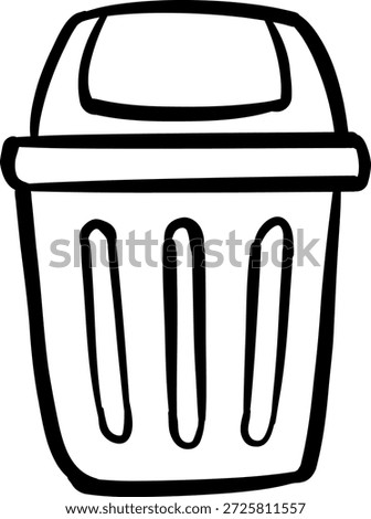 Hand-Drawn Doodle Style Trash Can Icon for Waste Management Graphics