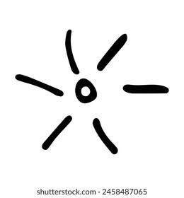 Handdrawn doodle sun line vector icon. Brightness, intensity.