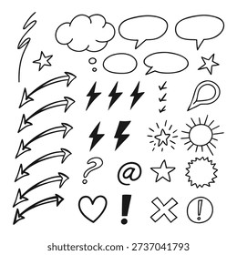 Hand-drawn Doodle Symbols and Annotation Elements Collection