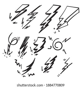 handdrawn doodle thunder lightning icon illustration in doodle