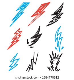 handdrawn doodle thunder lightning icon illustration in doodle