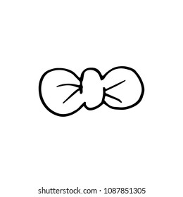 Handdrawn doodle tie icon. Hand drawn black sketch. Sign symbol. Decoration element. White background. Isolated. Flat design. Vector illustration.