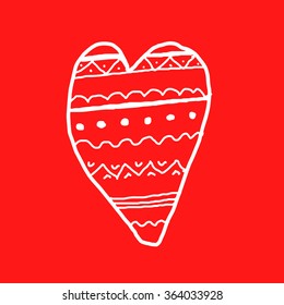 Hand-drawn doodle valentines postcard print with hearts lettering letters red. Design elements. Doodle hand drawn style illustration for greeting card, t-shirts and bags print, scrapbooking