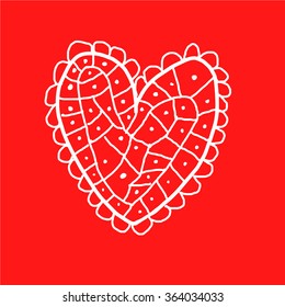 Hand-drawn doodle valentines postcard print with hearts lettering letters red. Design elements. Doodle hand drawn style illustration for greeting card, t-shirts and bags print, scrapbooking