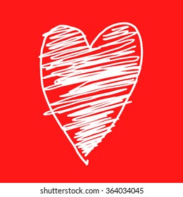 Hand-drawn doodle valentines postcard print with hearts lettering letters red. Design elements. Doodle hand drawn style illustration for greeting card, t-shirts and bags print, scrapbooking