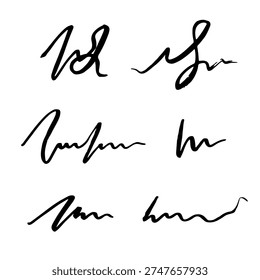 Hand-drawn doodle of various abstract scribbles and cursive-like strokes, representing handwriting, signature elements, or creative minimalist text texture design