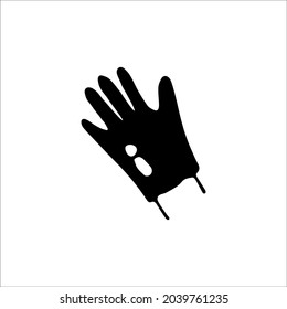 Handgezeichnete doodle Illustration von Handschuh, schwarz-weißem Umriss.
