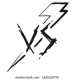 handdrawn doodle vs versus frame with lightning burst illustration concept of confrontation, together, standoff, final fighting.