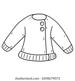 Doodle dibujado a mano de una chaqueta caliente aislado en un fondo blanco. Ilustración vectorial.
