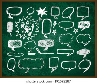 hand-drawn doodles illustration on green school board