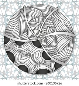 Hand-drawn doodles zentangle pattern in grayscale color