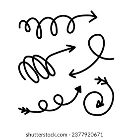 Hand-drawn doodle-style arrow set illustration for cards, posters, stickers, and professional design