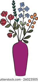 Hand-drawn doodle-style vector illustration of floral vases. Aesthetic and artistic flower bouquet collection in decorative ceramic pots. Perfect for branding, invitations, home decor prints, and gree