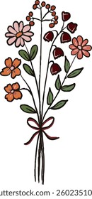 Hand-drawn doodle-style vector illustration of floral vases. Aesthetic and artistic flower bouquet collection in decorative ceramic pots. Perfect for branding, invitations, home decor prints, and gree
