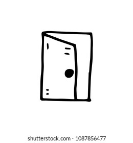 Handdrawn door doodle icon. Hand drawn black sketch. Sign symbol. Decoration element. White background. Isolated. Flat design. Vector illustration.