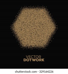 Handdrawn Dotwork Square Vintage Engraved Banner. Abstract Halftone Background. Vector illustration. 