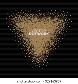 Handdrawn Dotwork Triangle Vintage Engraved Banner. Abstract Halftone Background. Vector illustration. 