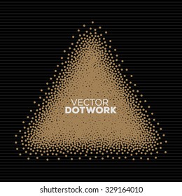 Handdrawn Dotwork Triangle Vintage Engraved Banner. Abstract Halftone Background. Vector illustration. 