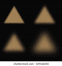 Handdrawn Dotwork Triangle Vintage Engraved Banner. Abstract Halftone Background. Vector illustration. 
