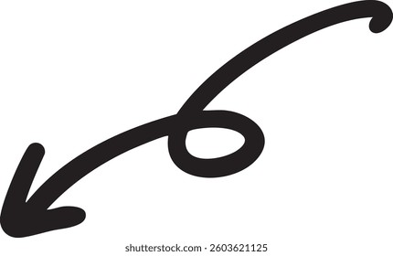 Hand-drawn Downward Arrow – Descent – Vector