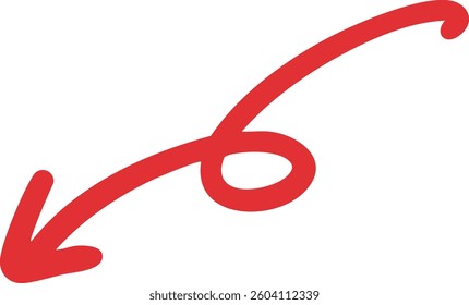 Hand-drawn Downward Arrow – Descent – Vector