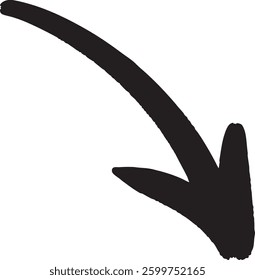 Hand-drawn Downward Arrow - Vector, Black