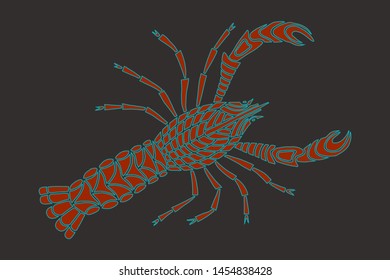 hand-drawn drawing cancer, river, sea animal