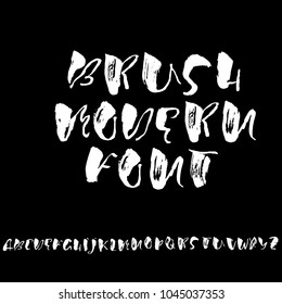 Handdrawn dry brush font. Modern brush lettering. Grunge style alphabet. Vector illustration.