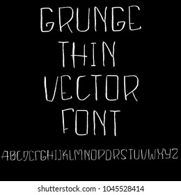 Handdrawn dry brush font. Modern brush lettering. Grunge style alphabet. Vector illustration.