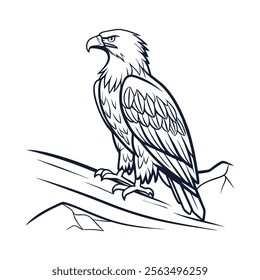 Hand-Drawn Eagle Vector Line Art.