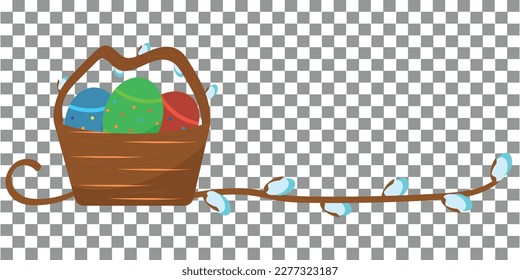Hand-drawn Easter egg calligraphy ribbon vector illustration with transparent background 