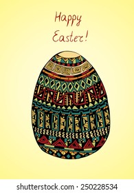 Hand-drawn Easter egg with geometric ornament - Vector Illustration