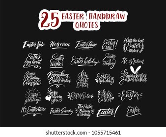 Handdrawn Easter vector lettering set. Handwritten Easter quotes.