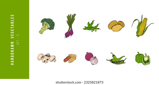 Hand-drawn editable vegetable vector illustrations for brochures, cafe flyers, delivery, and restaurant menu.