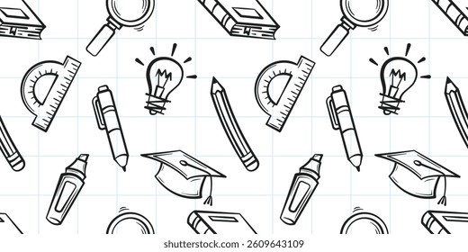 Handdrawn Educational Doodle Seamles Pattern