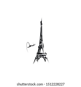 Hand-drawn Eiffel tower. Sketch, vector