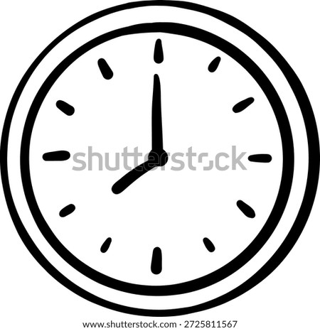 Hand-drawn Eight O'Clock Clock Icon for Time Management and Schedule Concepts