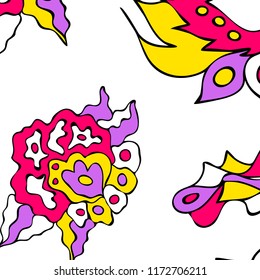 Hand-drawn elegant design with abstract floral elements. Vector background in vintage style.