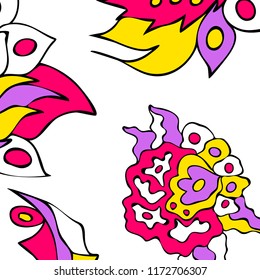 Hand-drawn elegant design with abstract floral elements. Vector background in vintage style.