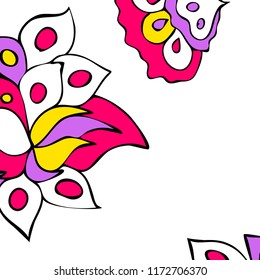 Hand-drawn elegant design with abstract floral elements. Vector background in vintage style.