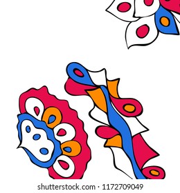 Hand-drawn elegant design with abstract floral elements. Vector background in vintage style.