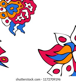 Hand-drawn elegant design with abstract floral elements. Vector background in vintage style.