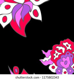 Hand-drawn elegant design with abstract floral elements. Vector background in vintage style.