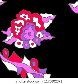 Hand-drawn elegant design with abstract floral elements. Vector background in vintage style.