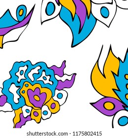Hand-drawn elegant design with abstract floral elements. Vector background in vintage style.