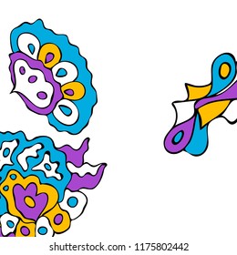 Hand-drawn elegant design with abstract floral elements. Vector background in vintage style.