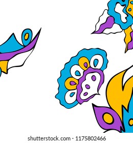 Hand-drawn elegant design with abstract floral elements. Vector background in vintage style.