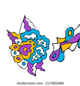 Hand-drawn elegant design with abstract floral elements. Vector background in vintage style.